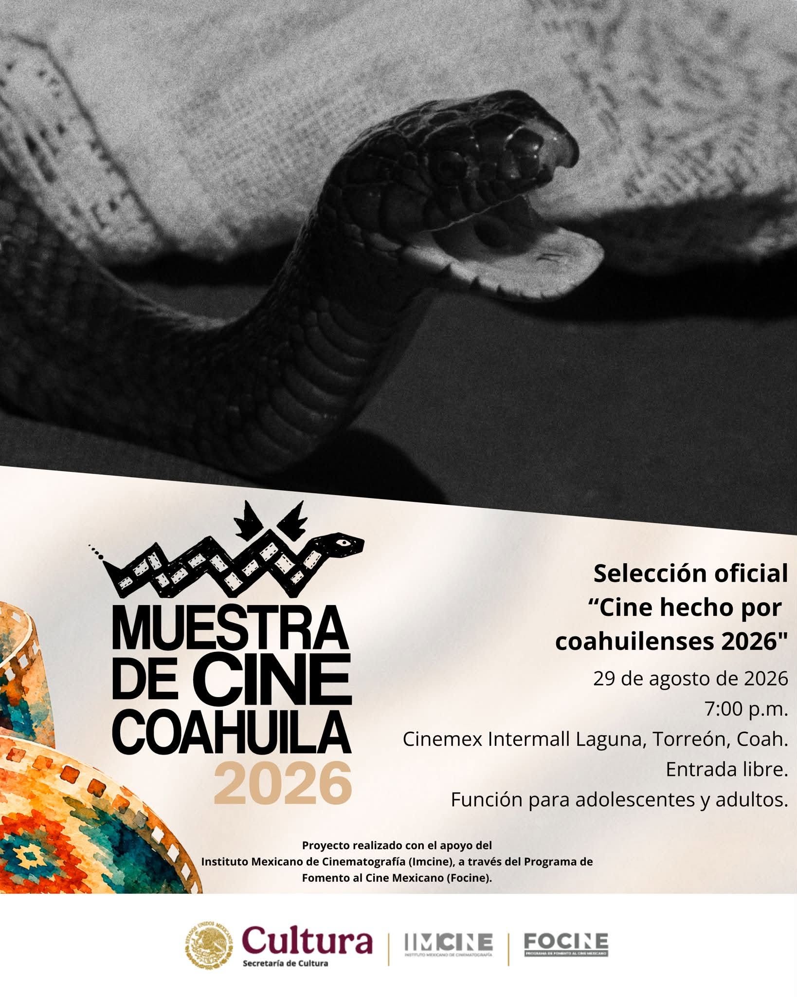 Cartel de Cine hecho por coahuilenses 2026 en Torreón