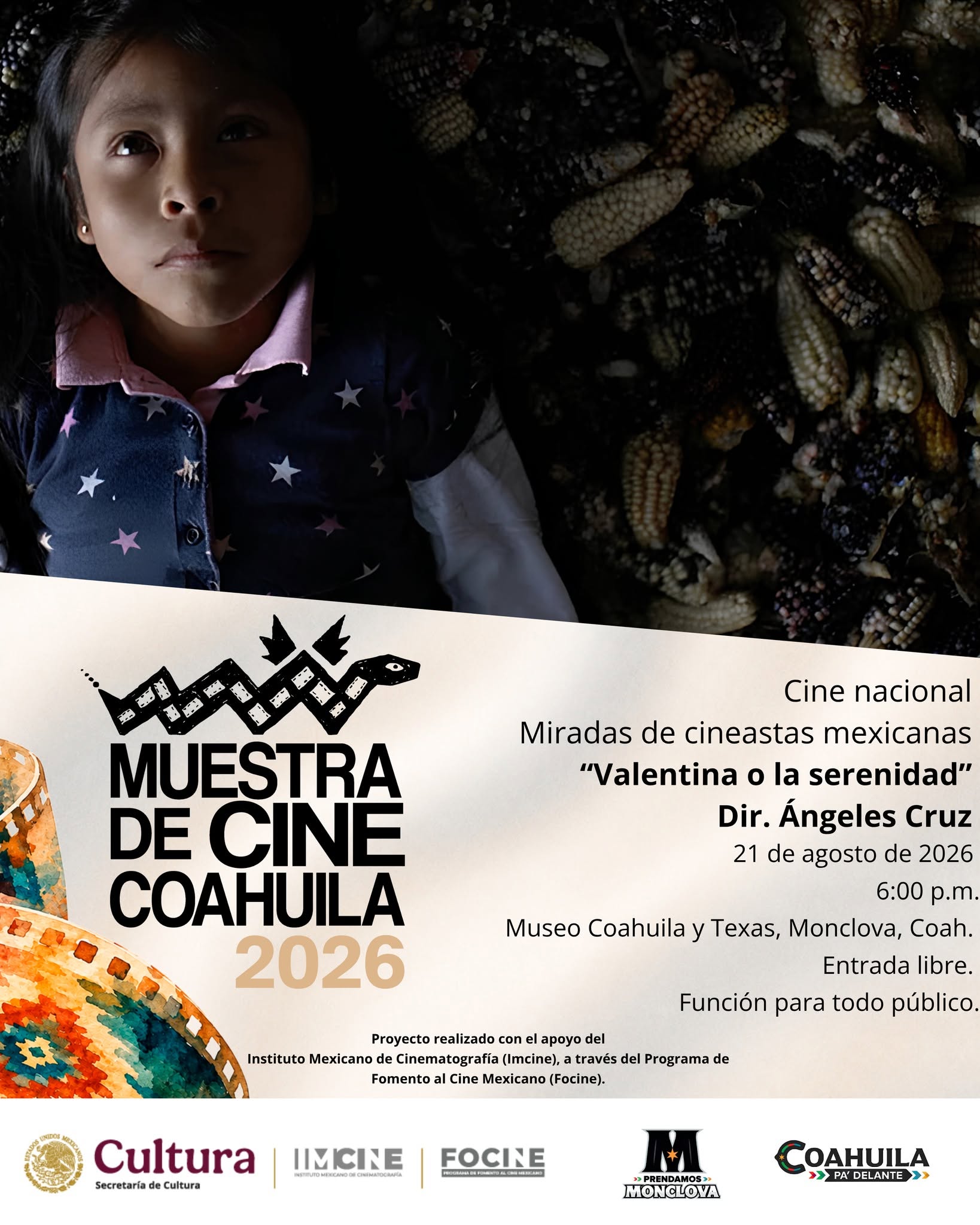 Cartel de Valentina o la serenidad · Ángeles Cruz en Monclova
